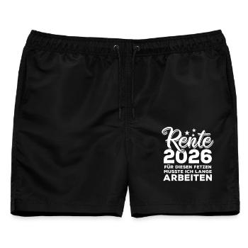 Rente 2026 | für diesen Fetzen lange arbeiten - Männer Badeshorts - Schwarz - Vorne - AI Model Male 178 light (178cm)