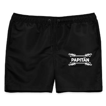 Papitän Vatertag bester Papa Anker - Männer Badeshorts - Schwarz - Vorne - AI Model Male 178 light (178cm)