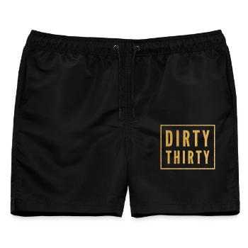 Dirty Thirty 30. Geburtstag - Männer Badeshorts - Schwarz - Vorne - AI Model Male 178 light (178cm)