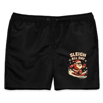 Schlitten-Alltags-Weihnachtsspaß - Männer Badeshorts - Schwarz - Vorne - AI Model Male 178 light (178cm)