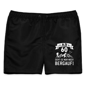 Ab 60 Geht Es Nur noch Bergauf 60 Jahre Geburtstag - Männer Badeshorts - Schwarz - Vorne - AI Model Male 178 light (178cm)