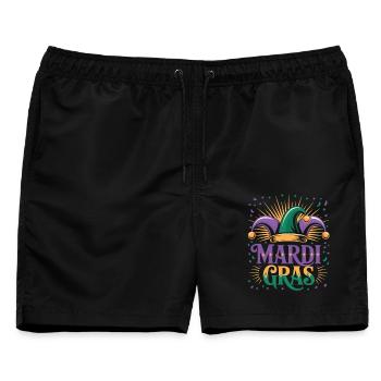 Mardi Gras T-Shirt – Narrenkappe Karneval Motiv - Männer Badeshorts - Schwarz - Vorne - AI Model Male 178 light (178cm)