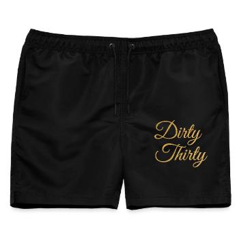 Dirty Thirty Flirty DTF 30. Geburtstag - Männer Badeshorts - Schwarz - Vorne - AI Model Male 178 light (178cm)
