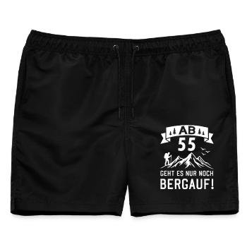 AB 55 Geht Es Nur Noch Bergauf 55 Jahre Geburtstag - Männer Badeshorts - Schwarz - Vorne - AI Model Male 178 light (178cm)