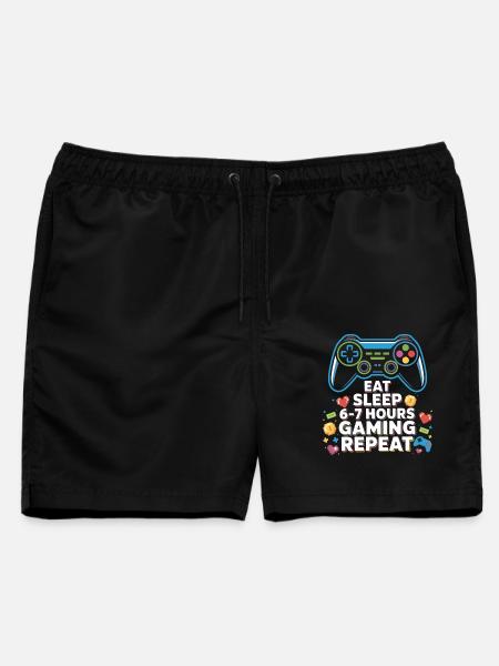 Six Seven Geek 67 Meme Lustiges Gaming - Männer Badeshorts - Schwarz