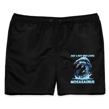 Anime: Einfach ein Junge, der Mosasaurus liebt - Männer Badeshorts - Schwarz - Vorne - AI Model Male 178 light (178cm)