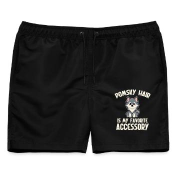 Pomsky Stofftier-Hundezubehör Hundegeschirr - Männer Badeshorts - Schwarz - Vorne - AI Model Male 178 light (178cm)