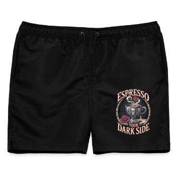 Gothic Kaffee Tasse mit Totenkopf & Rose - Männer Badeshorts - Schwarz - Vorne - AI Model Male 178 light (178cm)