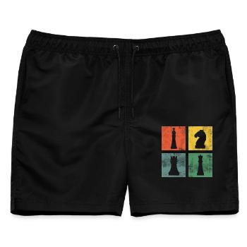 Schach Schachfigur Schachfiguren Schachspieler - Männer Badeshorts - Schwarz - Vorne - AI Model Male 178 light (178cm)