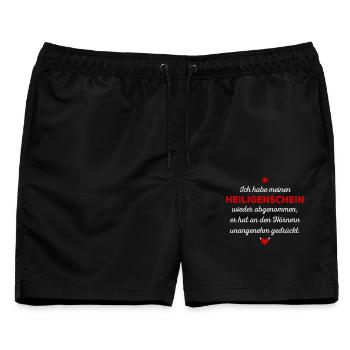 Heiligenschein - Männer Badeshorts - Schwarz - Vorne - AI Model Male 178 light (178cm)