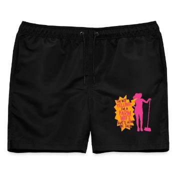 Ehefrau eines Bauern Mutter - Männer Badeshorts - Schwarz - Vorne - AI Model Male 178 light (178cm)