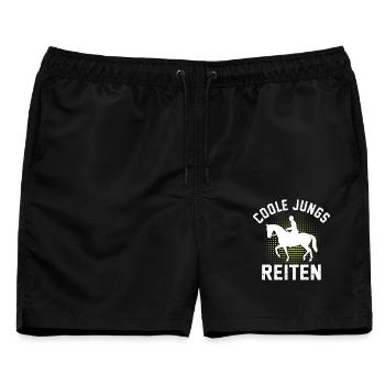 Reiter Pferd Coole Jungs Reiten  - Männer Badeshorts - Schwarz - Vorne - AI Model Male 178 light (178cm)