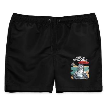 Was der Phoque Normandie Mont Saint Michel Humor - Männer Badeshorts - Schwarz - Vorne - AI Model Male 178 light (178cm)