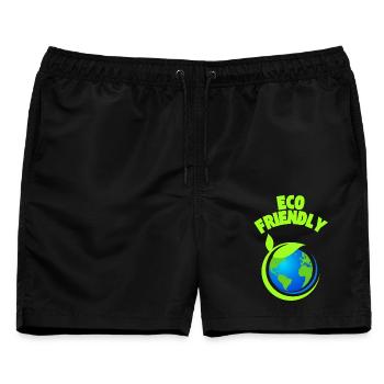 Eco Leaf Earth Grafik - Männer Badeshorts - Schwarz - Vorne - AI Model Male 178 light (178cm)