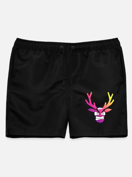 Wütender Weihnachts-Schneehirschkopf - Männer Badeshorts - Schwarz