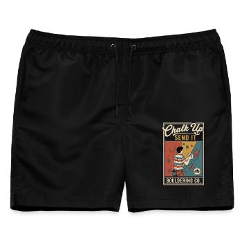 Chalk Up Send It Bouldering Co Klettern - Männer Badeshorts - Schwarz - Vorne - AI Model Male 178 light (178cm)