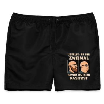 Überleg zweimal, bevor du dich rasierst - Männer Badeshorts - Schwarz - Vorne - AI Model Male 178 light (178cm)