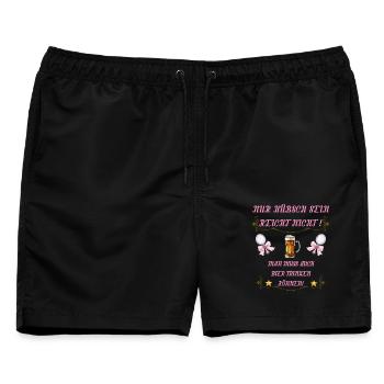 Nur hübsch sein reicht nicht - Männer Badeshorts - Schwarz - Vorne - AI Model Male 178 light (178cm)