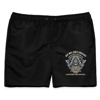 Wikinger Krieger Spruch "Der Weg eines Kriegers" - Männer Badeshorts - Schwarz - Vorne - AI Model Male 178 light (178cm)