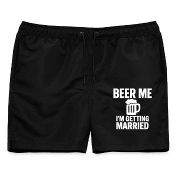 Bier mich, ich heirate - Männer Badeshorts - Schwarz - Vorne - AI Model Male 178 light (178cm)