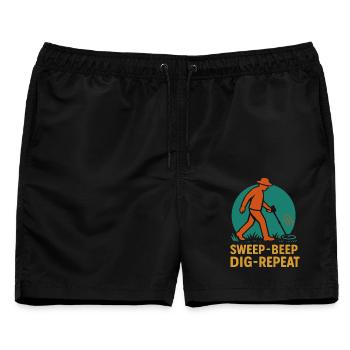 Metallerkennungs-Enthusiast Sweep Beep Grab Repeat Repeat - Männer Badeshorts - Schwarz - Vorne - AI Model Male 178 light (178cm)