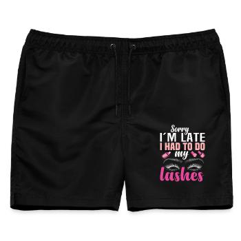 Wimperntechniker muss Wimperntechniker Wimpern Tech Wimpern haben - Männer Badeshorts - Schwarz - Vorne - AI Model Male 178 light (178cm)