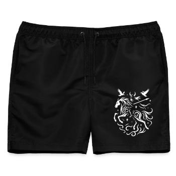 Rauhnächte Odin reitet durch die Nacht Wilde Jagd - Männer Badeshorts - Schwarz - Vorne - AI Model Male 178 light (178cm)