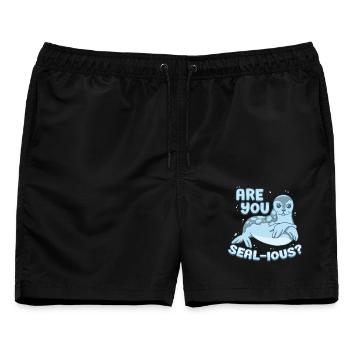 Sattelrobbe Robben Are You Seal-ious? - Männer Badeshorts - Schwarz - Vorne - AI Model Male 178 light (178cm)