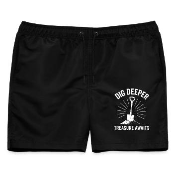 Grabe tiefer, Schatz wartet auf Metallspürung - Männer Badeshorts - Schwarz - Vorne - AI Model Male 178 light (178cm)
