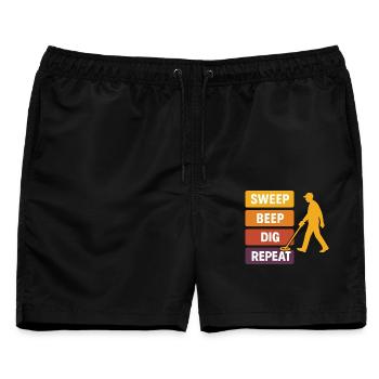 Sweep Beep Grab Repeat Metallerkennung - Männer Badeshorts - Schwarz - Vorne - AI Model Male 178 light (178cm)