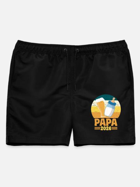 Papa 2026 Papa und Baby Werbepapa - Männer Badeshorts - Schwarz
