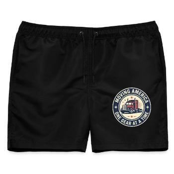 Moving America Truck US-Lkw-Fahrer - Männer Badeshorts - Schwarz - Vorne - AI Model Male 178 light (178cm)