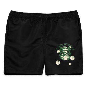Future Heritage | Roman Statue Geometric Nature St - Männer Badeshorts - Schwarz - Vorne - AI Model Male 178 light (178cm)