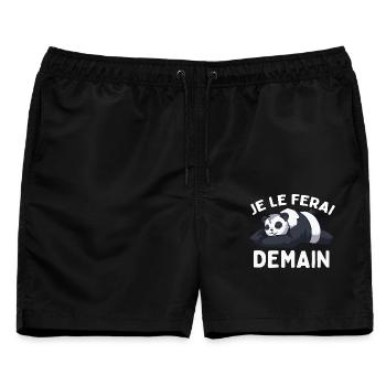 Ich mache es morgen, fauler Panda-Humor - Männer Badeshorts - Schwarz - Vorne - AI Model Male 178 light (178cm)