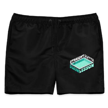 Schwimmlehrer Straight Outta Swim Lesson - Männer Badeshorts - Schwarz - Vorne - AI Model Male 178 light (178cm)