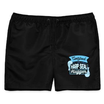 Sattelrobbe Robben Certified Harp Seal Hugger - Männer Badeshorts - Schwarz - Vorne - AI Model Male 178 light (178cm)