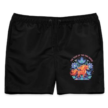 Die Feier des Jahres des Feuerpferdes - Männer Badeshorts - Schwarz - Vorne - AI Model Male 178 light (178cm)