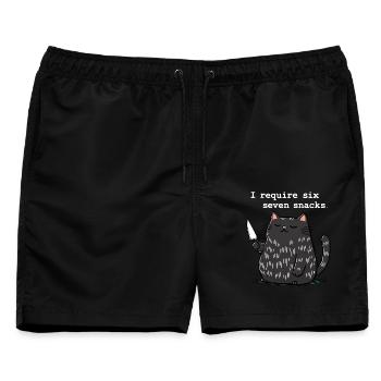 6-7 Internet Meme 6 7 Snack Katze - Männer Badeshorts - Schwarz - Vorne - AI Model Male 178 light (178cm)