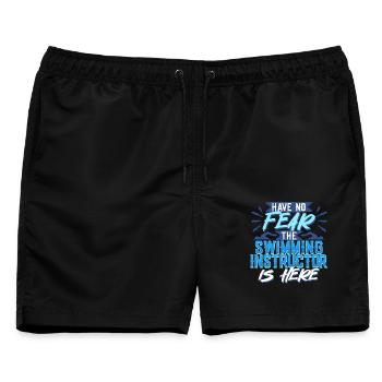 Schwimmlehrer The Swimming Instructor Is Here - Männer Badeshorts - Schwarz - Vorne - AI Model Male 178 light (178cm)