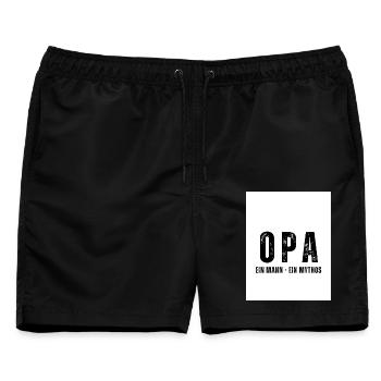 OPA Ein Mann - Ein Mythos - Männer Badeshorts - Schwarz - Vorne - AI Model Male 178 light (178cm)