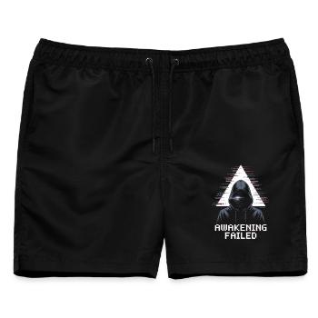 Awakening Failed Glitch im Hacker-Stil - Männer Badeshorts - Schwarz - Vorne - AI Model Male 178 light (178cm)
