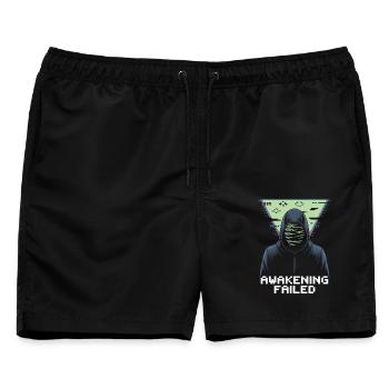 Awakening Failed – Retro Cyber Glitch - Männer Badeshorts - Schwarz - Vorne - AI Model Male 178 light (178cm)
