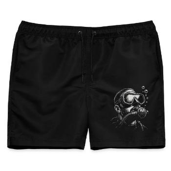 Scuba Diver Taucher  - Männer Badeshorts - Schwarz - Vorne - AI Model Male 178 light (178cm)