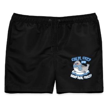 Sattelrobbe Robben Harp Seal Crazy - Männer Badeshorts - Schwarz - Vorne - AI Model Male 178 light (178cm)