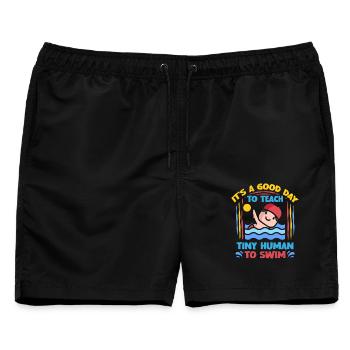 Schwimmlehrer Teaching Tiny Humans To Swim - Männer Badeshorts - Schwarz - Vorne - AI Model Male 178 light (178cm)