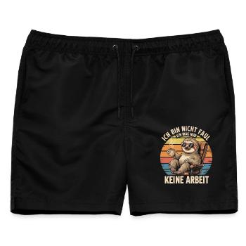 Faultier Design – Ich mag nur keine Arbeit - Männer Badeshorts - Schwarz - Vorne - AI Model Male 178 light (178cm)