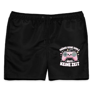 Retro Gamepad Spruchmotiv Gamer Design - Männer Badeshorts - Schwarz - Vorne - AI Model Male 178 light (178cm)