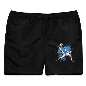 Fußball Schuss Fallrückzieher Tor Seitfallzieher - Männer Badeshorts - Schwarz - Vorne - AI Model Male 178 light (178cm)