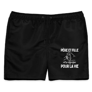 Vater und Tochter: Ein Team fürs Leben Papa Geschenk - Männer Badeshorts - Schwarz - Vorne - AI Model Male 178 light (178cm)