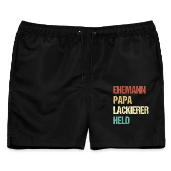 Lackierer Papa - Männer Badeshorts - Schwarz - Vorne - AI Model Male 178 light (178cm)